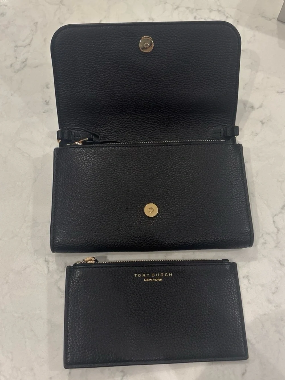 Tory Burch Black Leather Clutch with Wallet